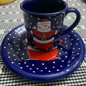 Festive Santa Claus Blue Dinnerware Set